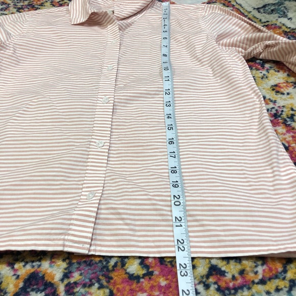 Garnet Hill Striped Button Up Shirt 100% Organic Pima Cotton Sz 4 - Picture 5 of 7